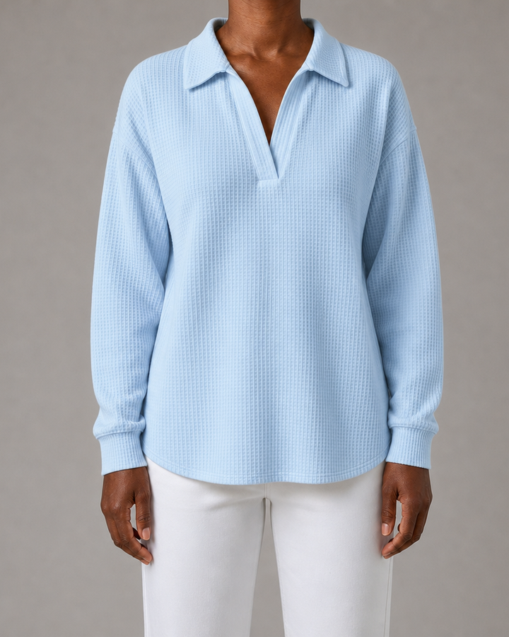 Alberta | Soft Waffle-Knit Polo Sweater