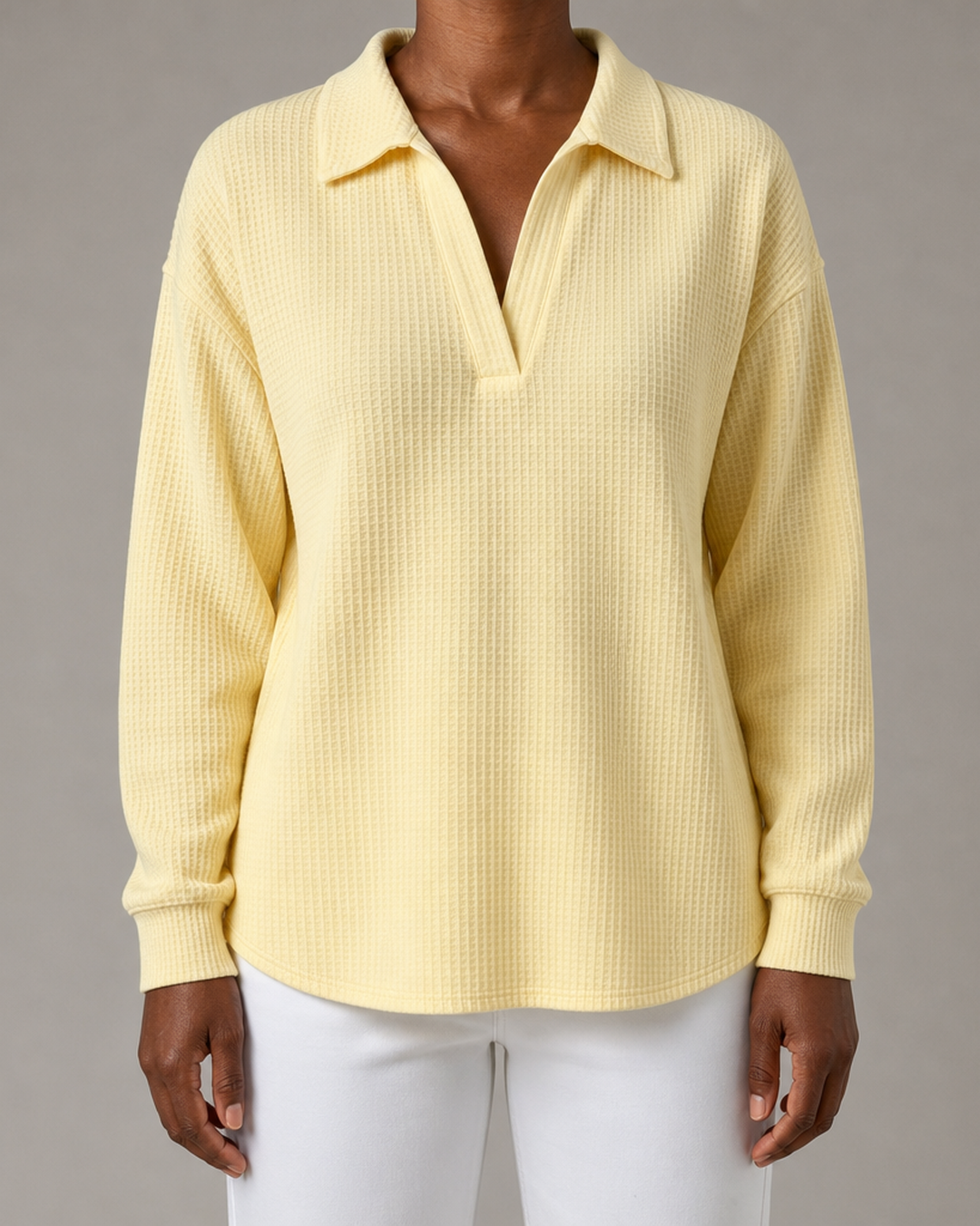 Alberta | Soft Waffle-Knit Polo Sweater