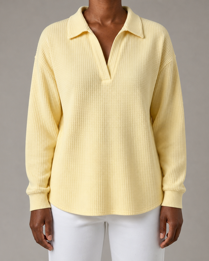 Alberta | Soft Waffle-Knit Polo Sweater