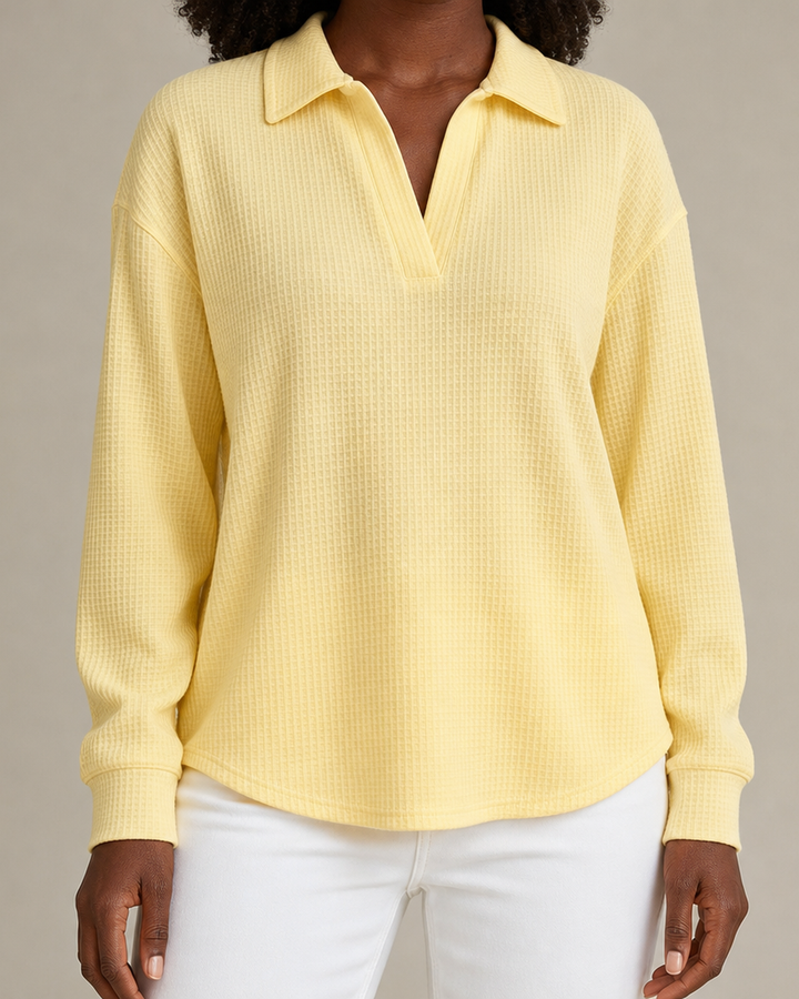 Alberta | Soft Waffle-Knit Polo Sweater