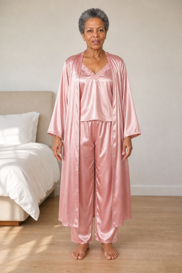 Isabella | Stylish 3-Piece Satin Pajama Set