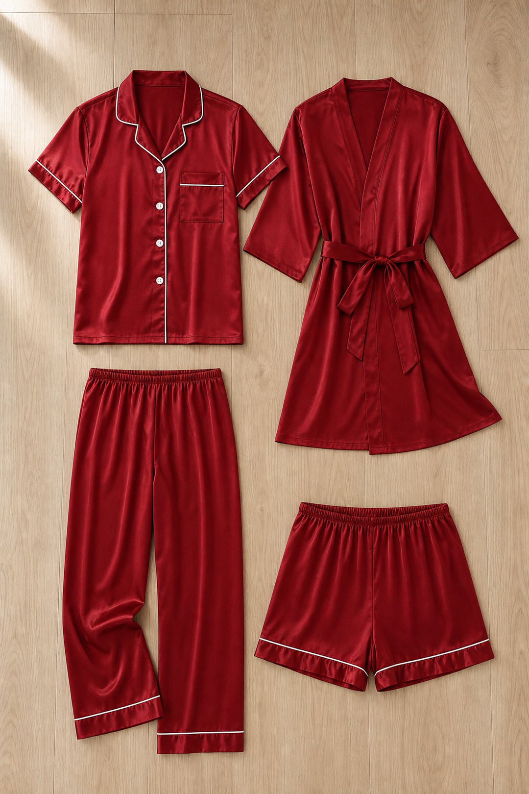Juliette | Stylish 4-Piece Satin Pajama Set