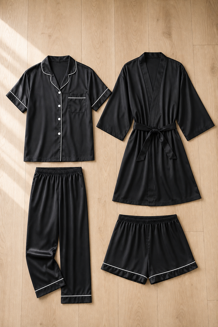 Juliette | Stylish 4-Piece Satin Pajama Set