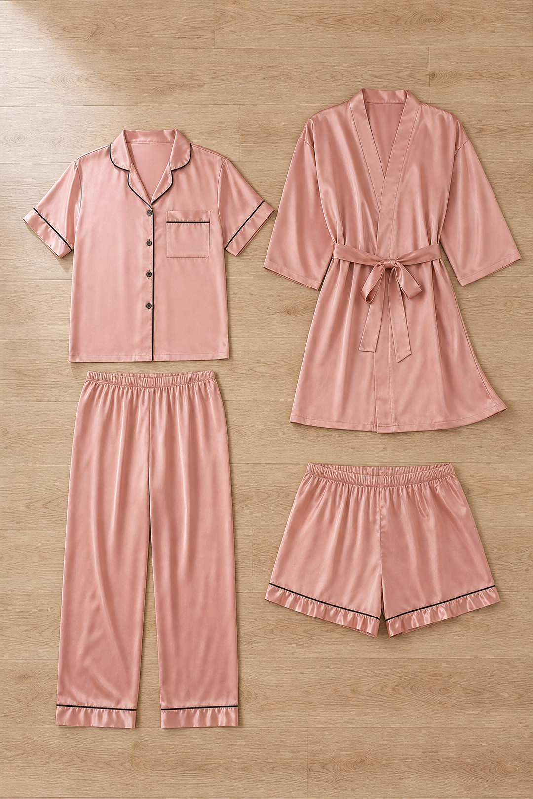 Juliette | Stylish 4-Piece Satin Pajama Set