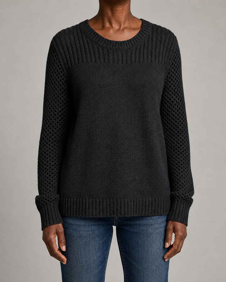 Carolyn | Textured Open-Knit Sleeves Sweater