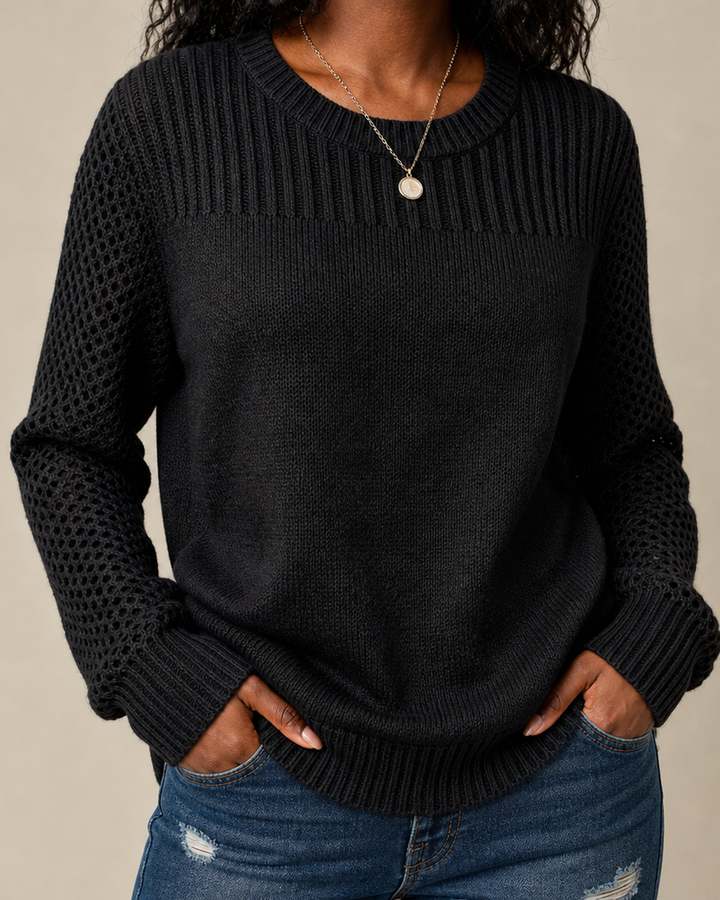 Carolyn | Textured Open-Knit Sleeves Sweater