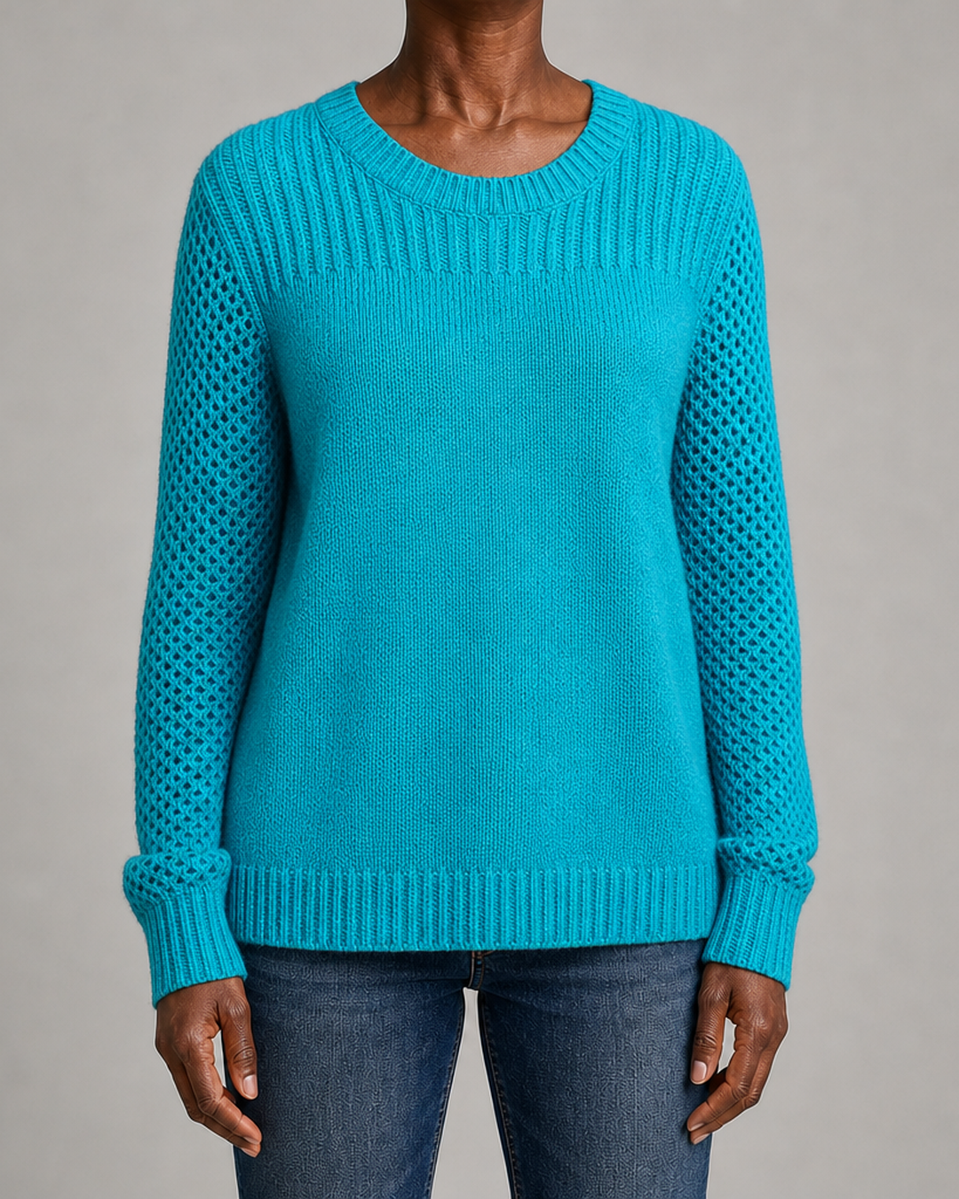 Carolyn | Textured Open-Knit Sleeves Sweater
