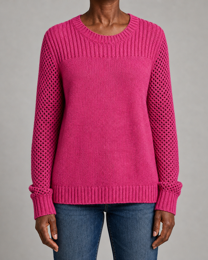 Carolyn | Textured Open-Knit Sleeves Sweater