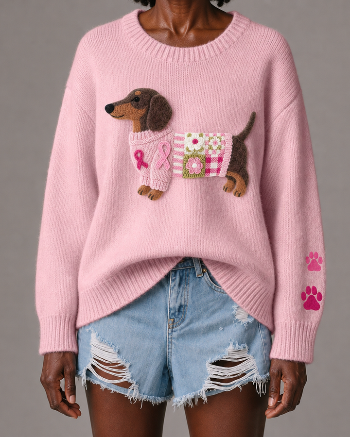 Candace | Knitted Wool-Felt Motif Sweater