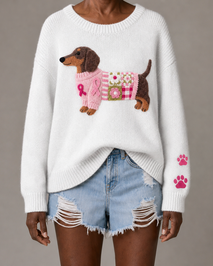 Candace | Knitted Wool-Felt Motif Sweater