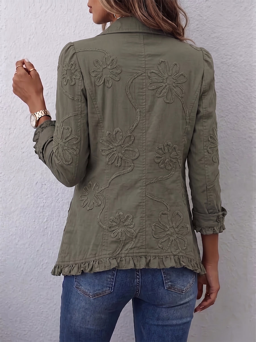 Faustine | Embroidered Bohemian Utility Coat with Flowers
