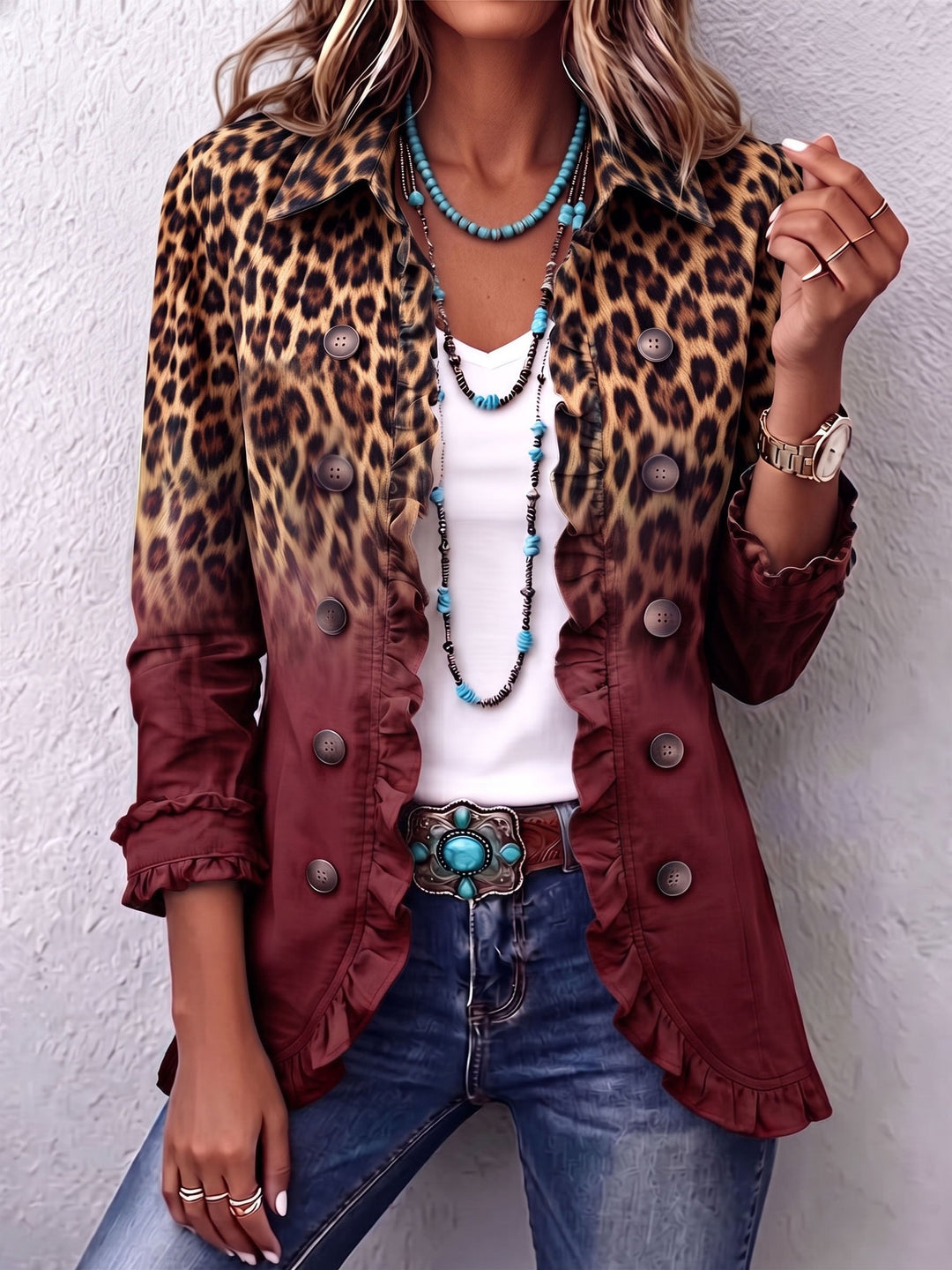 Cassandre | Lion Tone Graduation Blazer with Ruffles