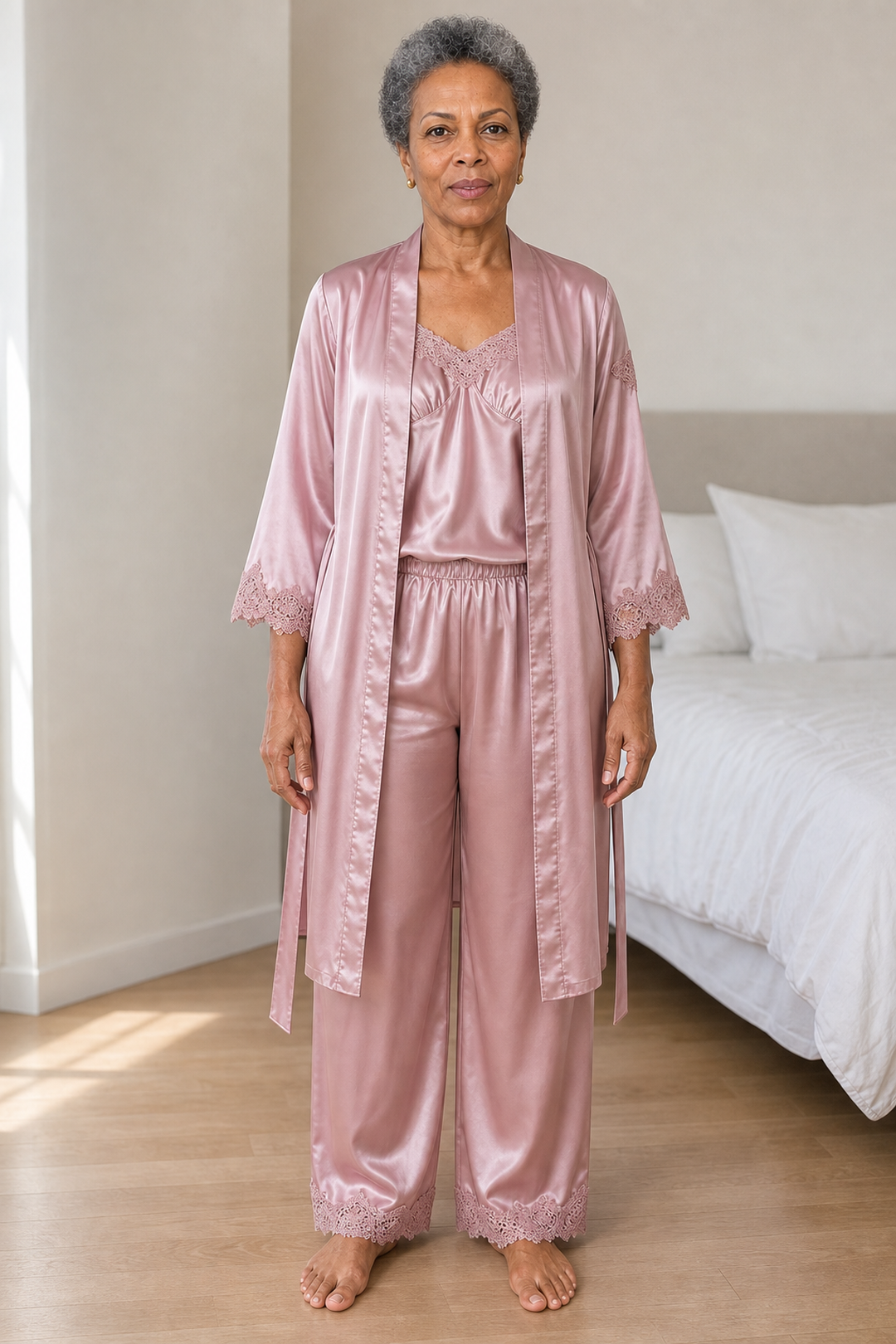 Rebecca | Stylish 5-Piece Satin Nightwear Set