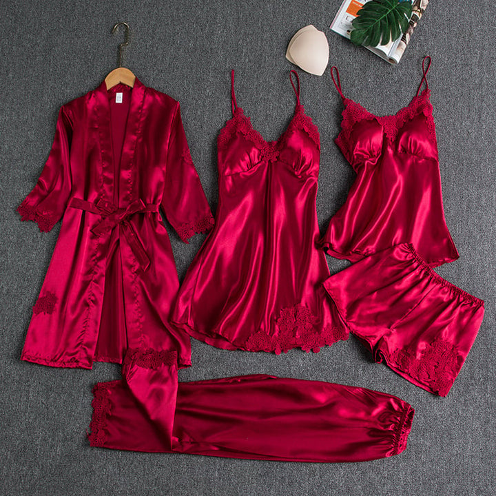 Rebecca | Stylish 5-Piece Satin Nightwear Set