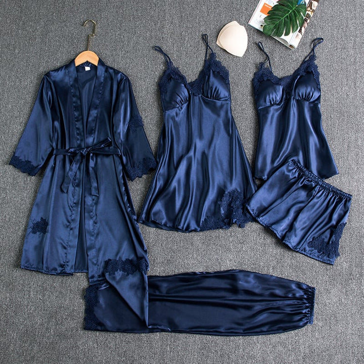 Rebecca | Stylish 5-Piece Satin Nightwear Set