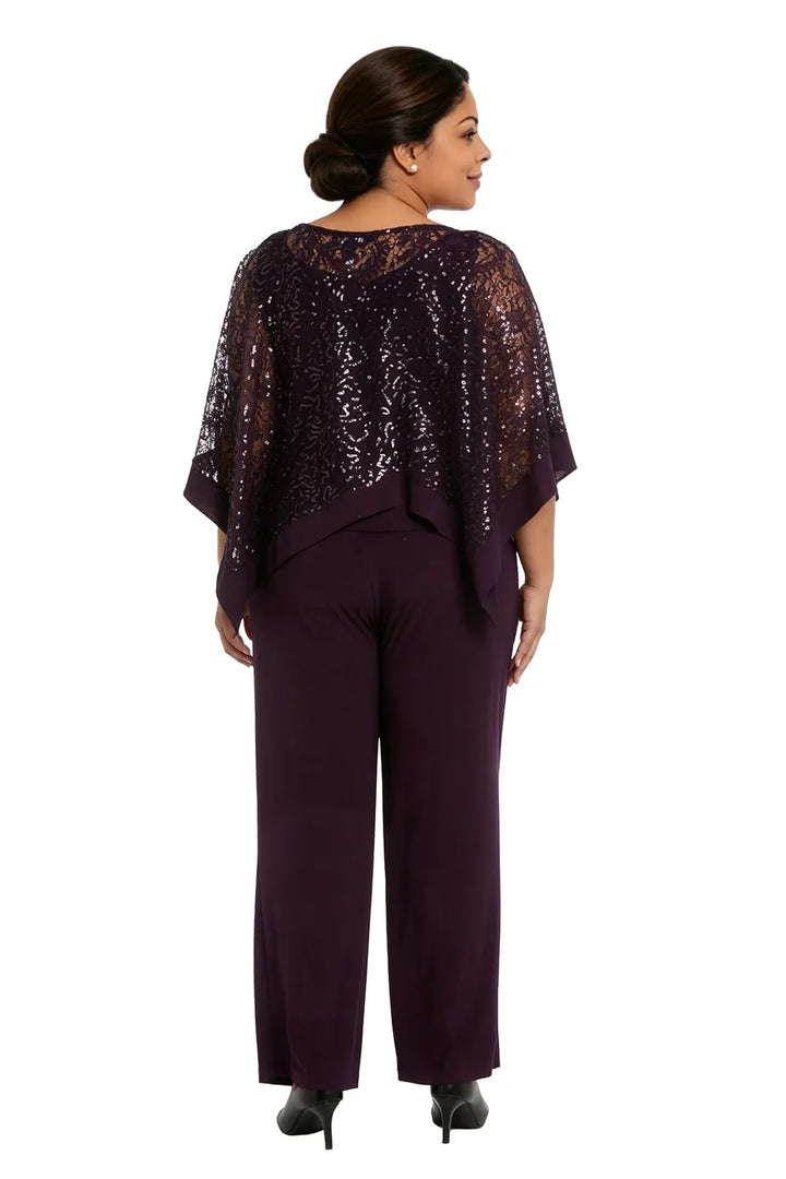 Plus Size Sequin Cape Mother of the Bride Pant Suit